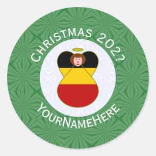 Sticker Rond Drapeau de Noël Angel allemand personnalisé