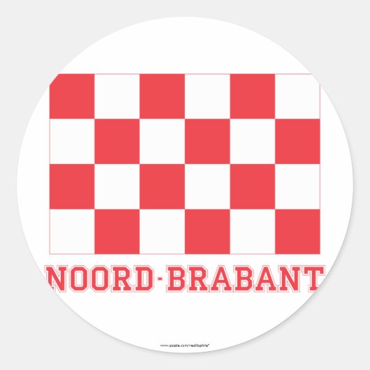 Sticker Rond Drapeau de Noord-Brabant avec le nom (Devant)