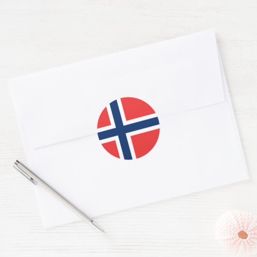 Sticker Rond Drapeau de Norway (Enveloppe)