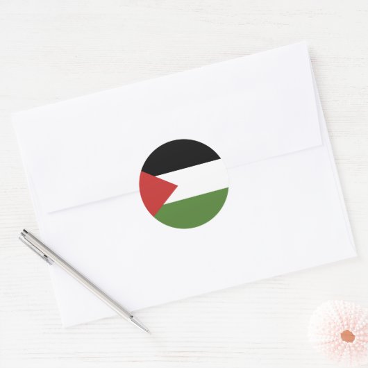 Sticker Rond Drapeau de Palestine (Enveloppe)