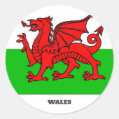 Sticker Rond Drapeau de Pays de Galles /Dragon celtique (Devant)