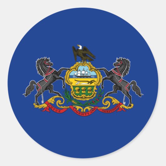 Sticker Rond Drapeau de Pennsylvanie, Drapeau de Pennsylvanie (Devant)