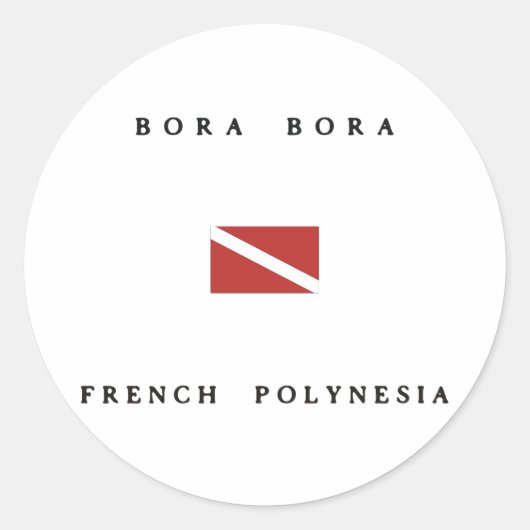 Sticker Rond Drapeau de plongée Bora Bora Polynésie Française (Devant)