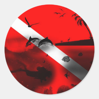 Sticker Rond Drapeau de plongée cool
