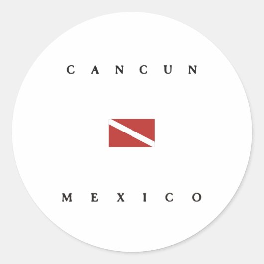 Sticker Rond Drapeau de plongée de Cancun Mexique (Devant)