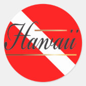 Sticker Rond Drapeau de plongée Hawaii (Devant)