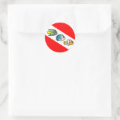 Sticker Rond Drapeau de plongée mignon Scubadorable (Sac)