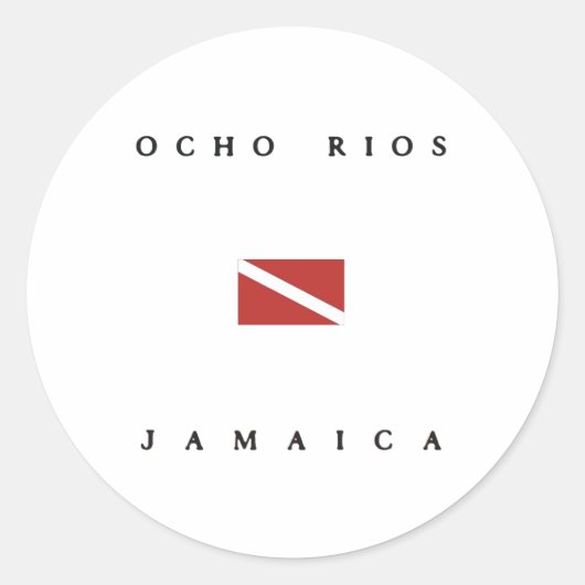Sticker Rond Drapeau de plongée Ocho Rios Jamaïque (Devant)