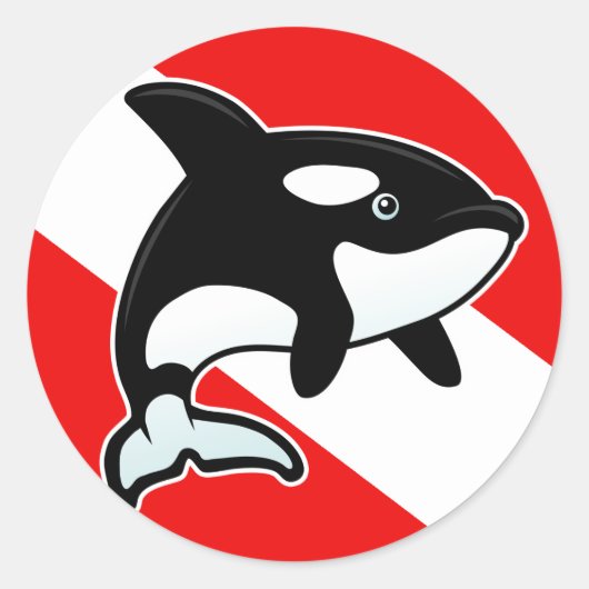 Sticker Rond Drapeau de plongée Orca (Devant)