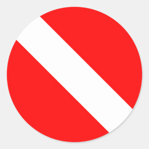 Sticker Rond Drapeau de plongée Plongeur en apnée Plongeur en b