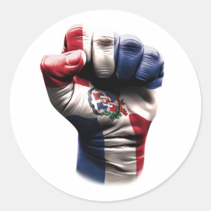 Sticker Rond Drapeau de poing républicain Dominicana