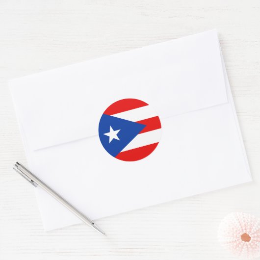 Sticker Rond drapeau de Porto Rico (Enveloppe)