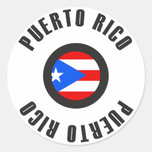 Sticker Rond Drapeau de Porto Rico simple