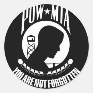 Sticker Rond Drapeau de POW-MIA