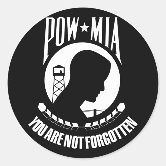 Sticker Rond Drapeau de POW-MIA (Devant)