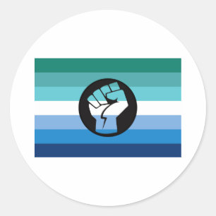 Sticker Rond Drapeau de protestation gay masculin