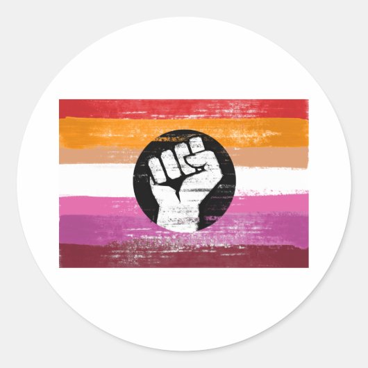 Sticker Rond Drapeau de protestation peint lesbien (Devant)