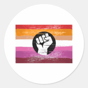 Sticker Rond Drapeau de protestation peint lesbien