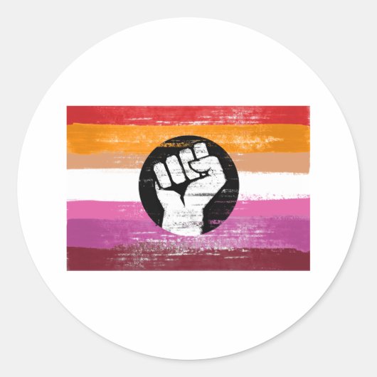 Sticker Rond Drapeau de protestation peint lesbien (Devant)
