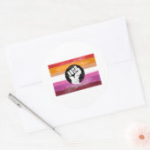 Sticker Rond Drapeau de protestation peint lesbien (Enveloppe)