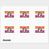 Sticker Rond Drapeau de protestation peint lesbien (Feuille)