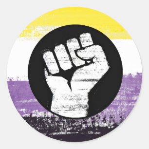 Sticker Rond Drapeau de protestation peint non binaire