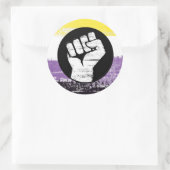 Sticker Rond Drapeau de protestation peint non binaire (Sac)
