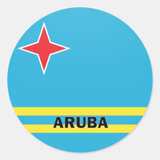 Sticker Rond Drapeau de qualité de rondeau d'Aruba (Devant)