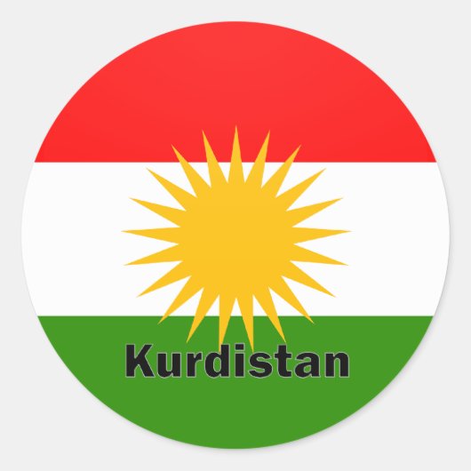 Sticker Rond Drapeau de qualité Roundel Kurdistan (Devant)