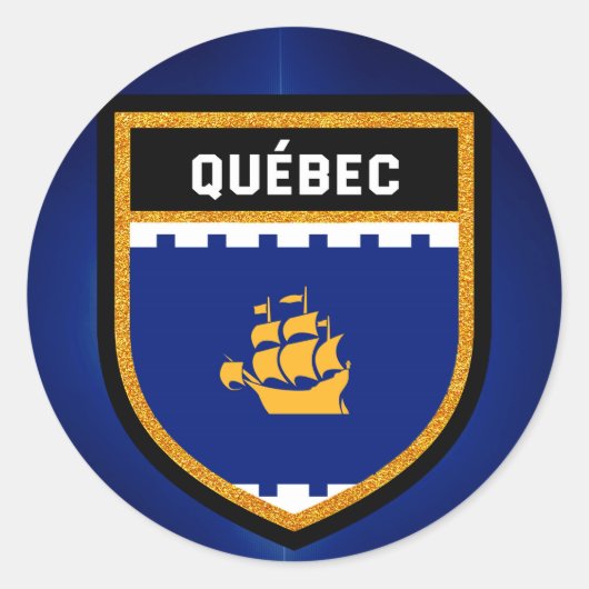 Sticker Rond Drapeau de Québec (Devant)