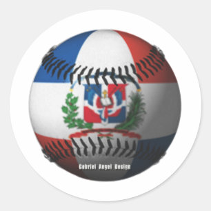 Sticker Rond Drapeau de République Dominicaine Baseball couvert