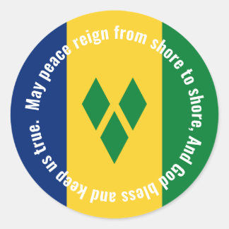 Sticker Rond Drapeau de Saint-Vincent-et-les-Grenadines Hymne V