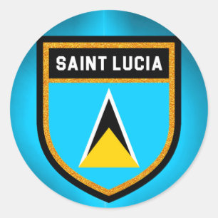 Sticker Rond Drapeau de Sainte-Lucie