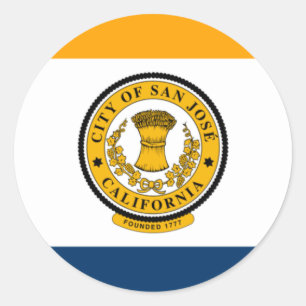 Sticker Rond Drapeau de San Jose, Californie
