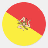 Sticker Rond Drapeau de Sicile - Enveloppe ou Favori sicilien (Devant)