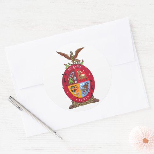 Sticker Rond Drapeau de Sinaloa (Enveloppe)
