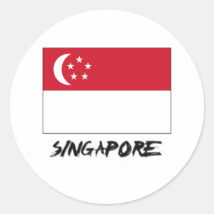 Sticker Rond Drapeau de Singapour