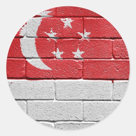 Sticker Rond Drapeau de Singapour (Devant)