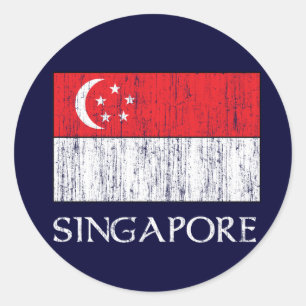Sticker Rond Drapeau de Singapour