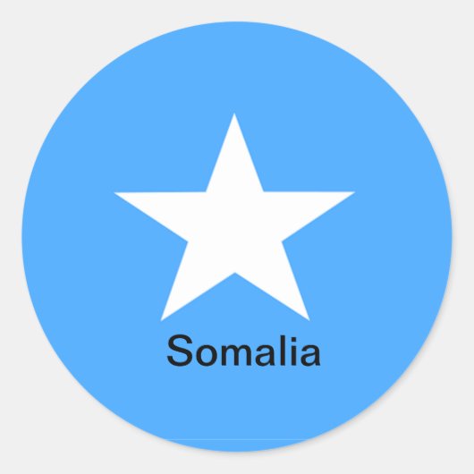 Sticker Rond Drapeau de Somalie, étiqueté : (Devant)