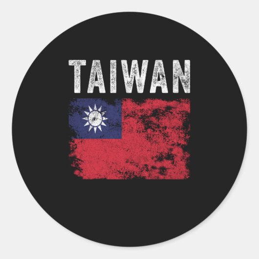 Sticker Rond Drapeau de Taïwan en détresse - Drapeau de Taïwan (Devant)