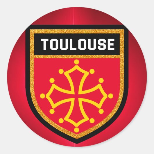 Sticker Rond Drapeau de Toulouse (Devant)