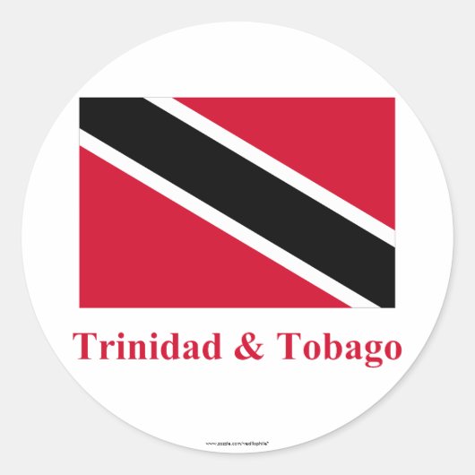 Sticker Rond Drapeau de Trinité-et-Tobago portant le nom (Devant)