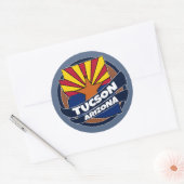 Sticker Rond Drapeau de Tucson Arizona éclatant collants ronds (Enveloppe)