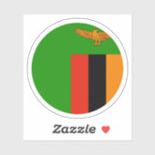 Sticker rond drapeau de Zambie (Feuille)