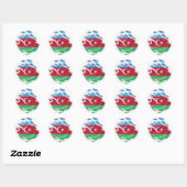 Sticker Rond Drapeau déchiré d'Azerbaïdjan (Feuille)