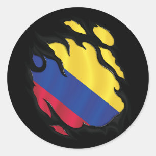 Sticker Rond Drapeau déchiré de Colombie
