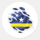 Sticker Rond Drapeau déchiré de Curaçao (Devant)