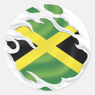 Sticker Rond Drapeau déchiré de Jamaïque