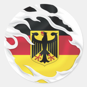 Sticker Rond Drapeau déchiré de l'Allemagne